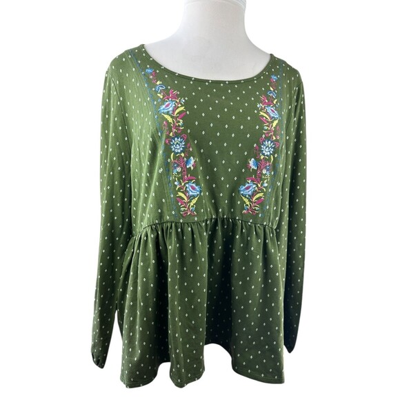 Matilda Jane Through Generations Embroidered Babydoll Top Diamond Print XXL NEW - Picture 10 of 10